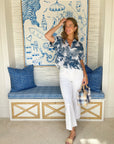 FINAL SALE FINAL SALE FELICITE Short Sleeve Shirt Navy Palm