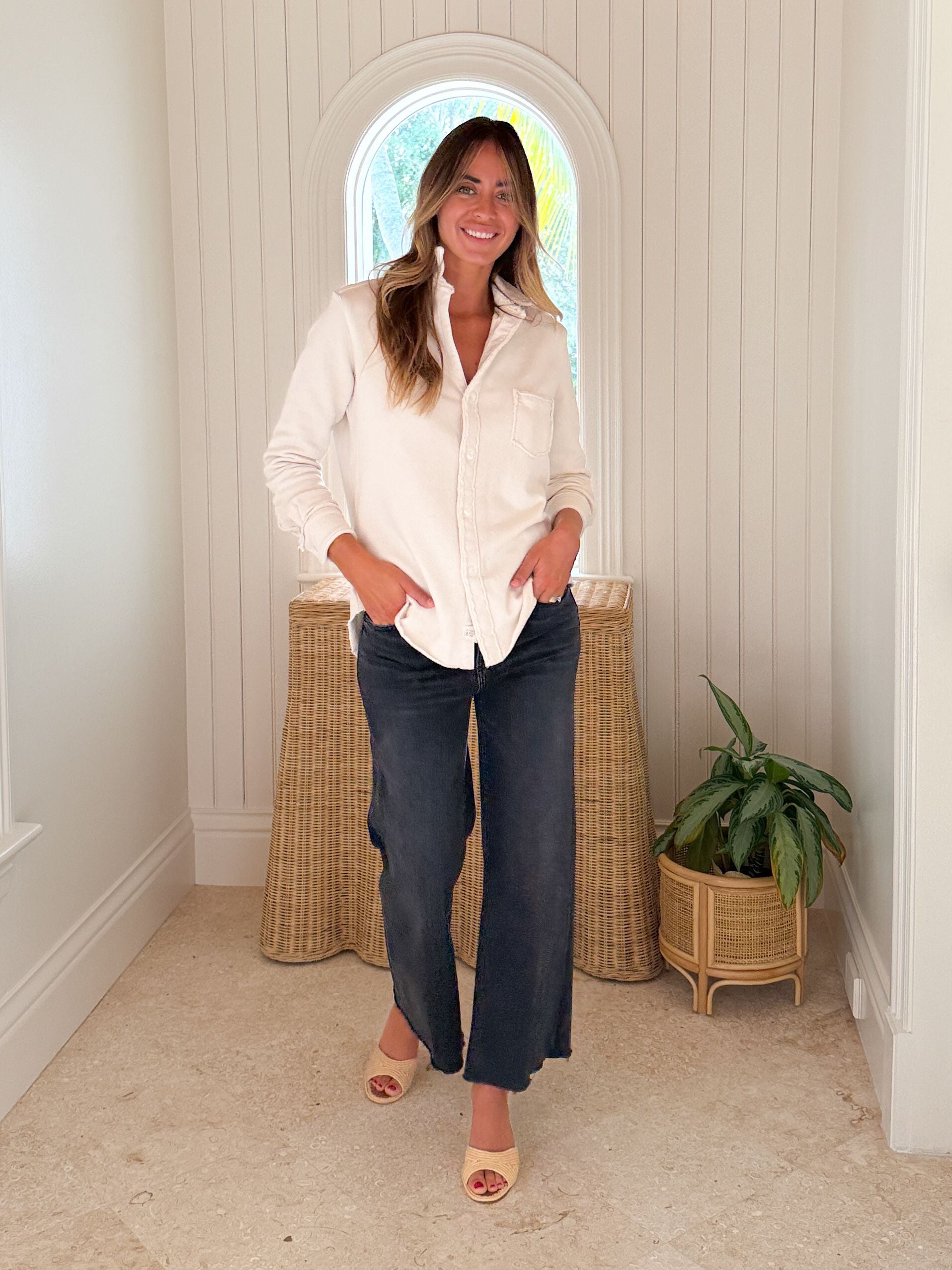 FRANK & EILEEN Eileen Button Up Vintage White Fleece