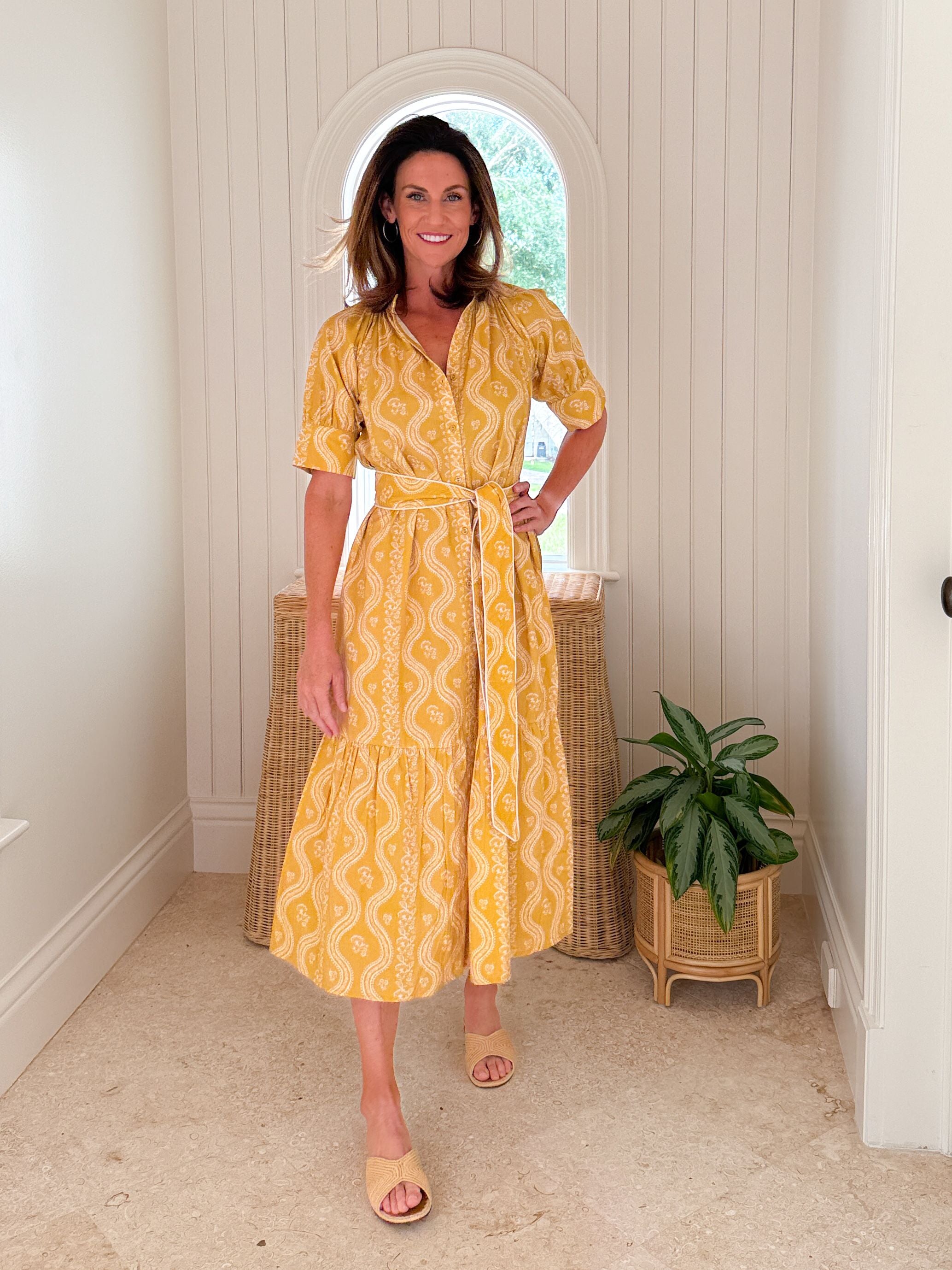 BEAU & RO Jane Dress Virginia Stripe Marigold