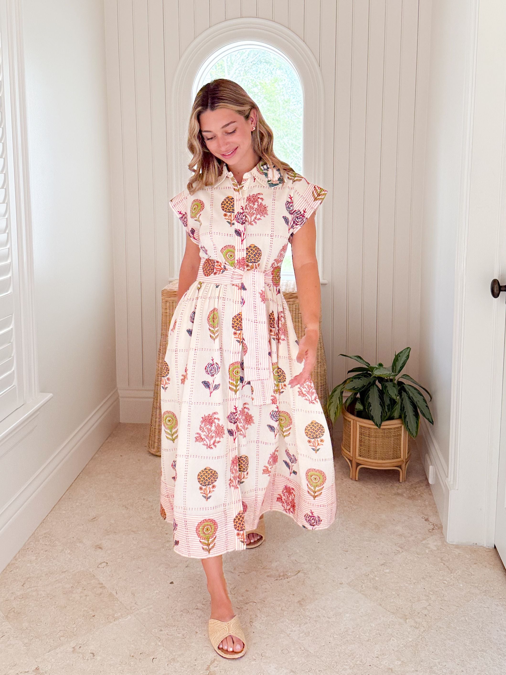 OLIPHANT Belted Shirt Dress Taormina Cream