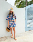 OLIPHANT Collared Mini Shirt Dress Raj Navy