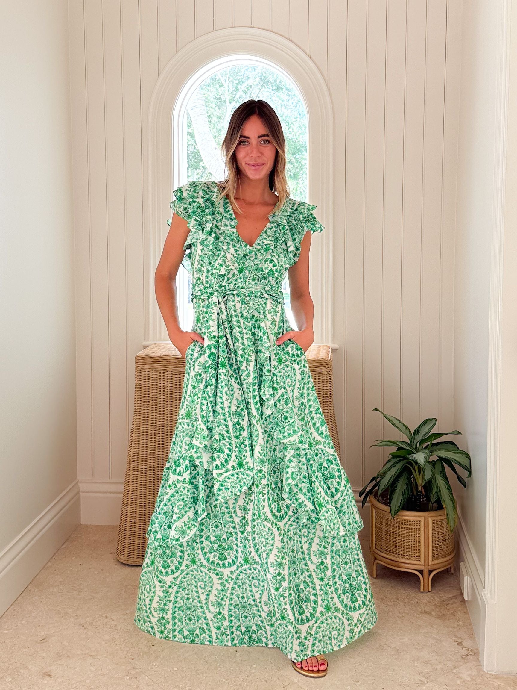 banjanan dress Beatrice Paisley Swirl Nymph - Romantic Full-Length Dress With boning through the Size:44