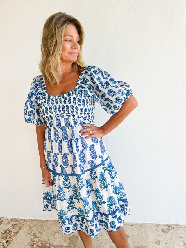 FINAL SALE RO'S GARDEN Tamara Short Dress Turquoise Bally