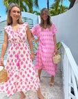FINAL SALE MER ST. BARTH Giselle Women's Dress White Pink Ikat