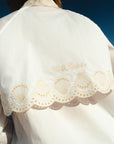 LADY CAPTAIN Eyelet Captain Shirt Ivory