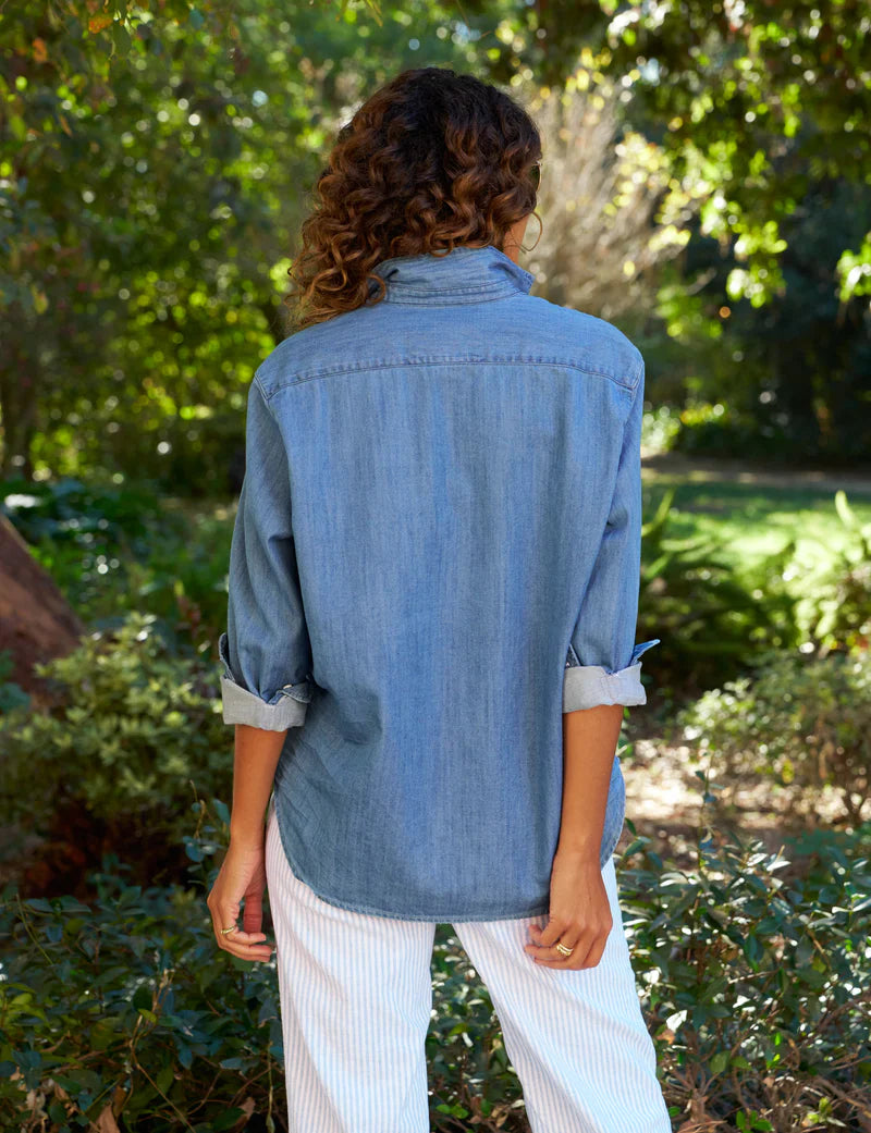 FRANK & EILEEN Eileen Relaxed Button Up Vintage Stonewashed Indigo Denim