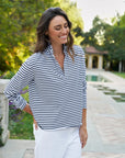 FRANK & EILEEN Patrick Popover Navy French Stripe Jersey
