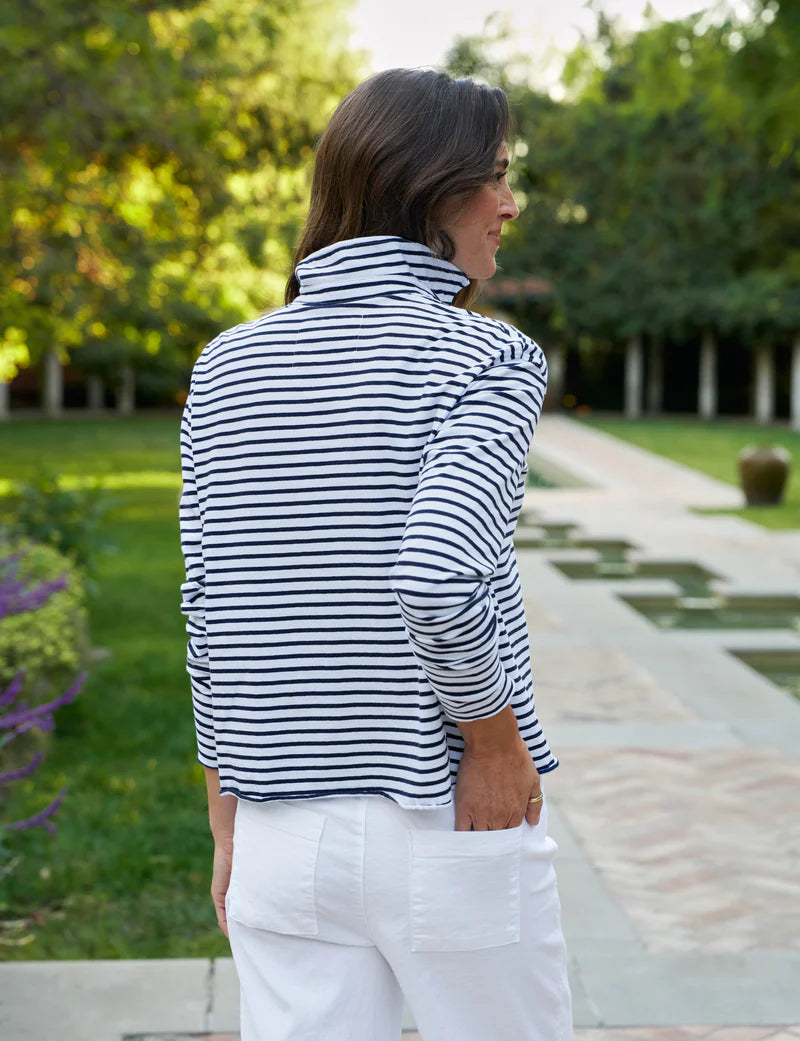 FRANK & EILEEN Patrick Popover Navy French Stripe Jersey