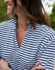 FRANK & EILEEN Patrick Popover Navy French Stripe Jersey