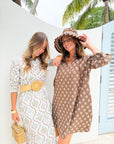 NAVY BLEU Campbell Dress Brown Leaf
