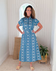 BEAU & RO Lisa Dress Ikat Stripe Blue
