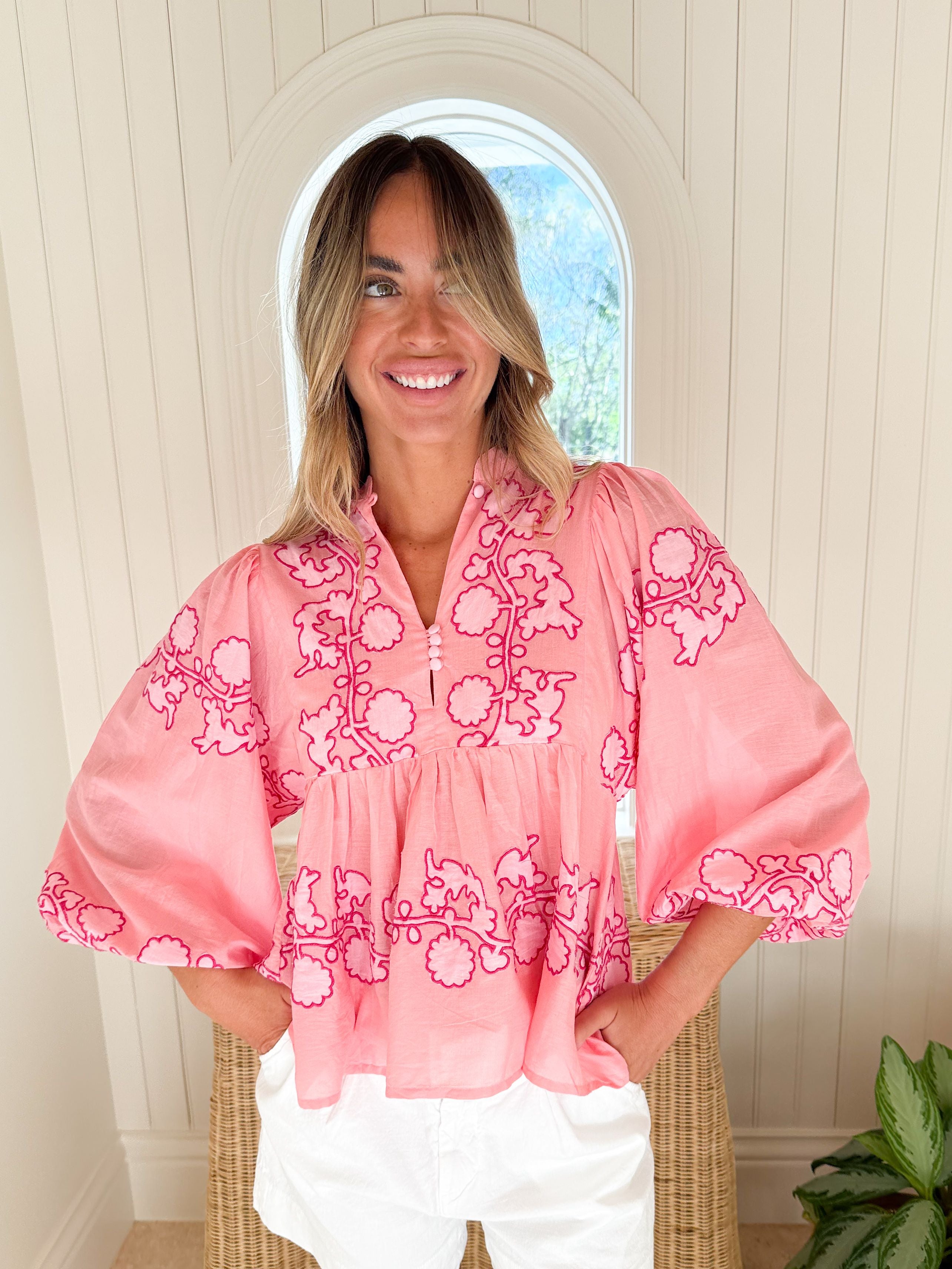 OLIPHANT Mandarin Balloon Top Tangier Pink