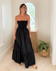 KASIA Cosmos Strapless Smocked Maxi Dress Black
