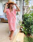FINAL SALE WALKER & WADE Santorini Kaftan Coral Zebra