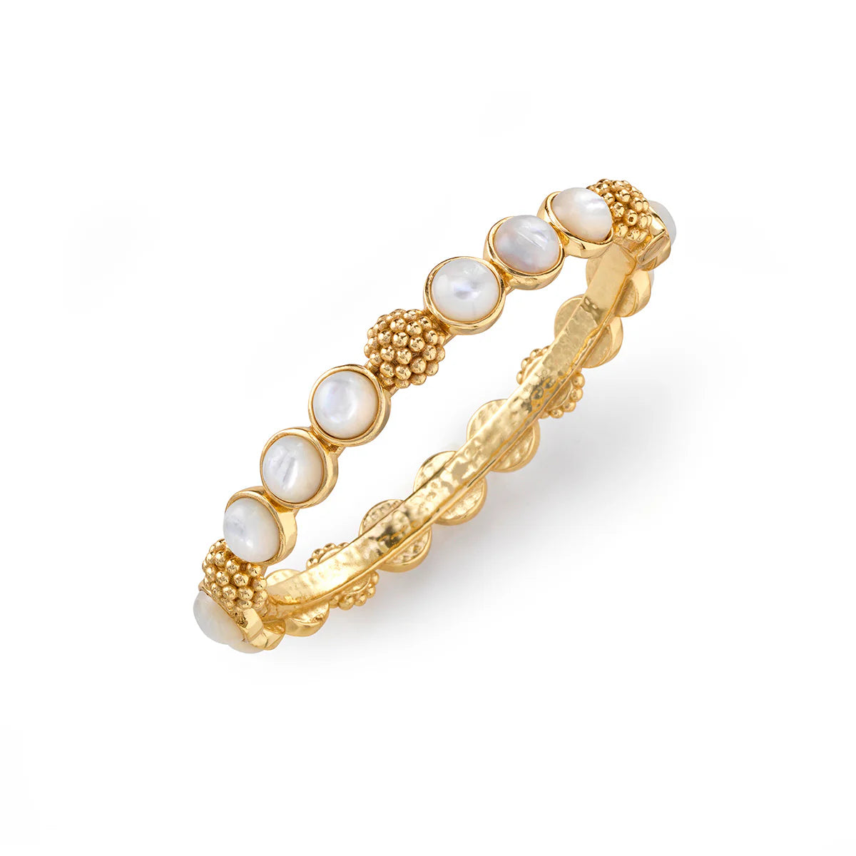 CAPUCINE DE WULF Berry Gem Hinged Bangle Mother of Pearl