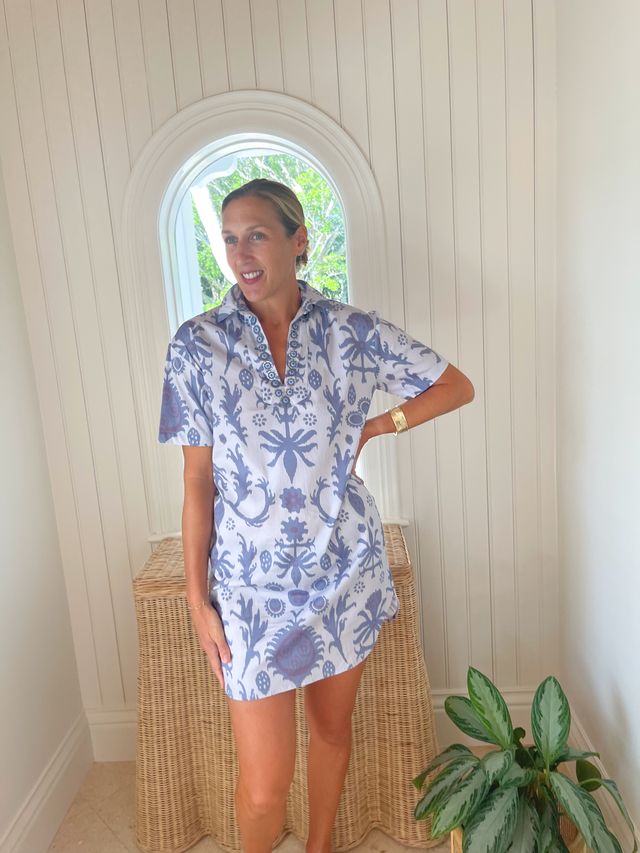 FINAL SALE SHERIDAN FRENCH Rhodes Dress Denim Floral Ikat