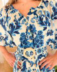CARA CARA Simone Dress Fiore Evening Blue