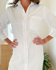 FRANK & EILEEN Rory Maxi Shirtdress Tattered Denim White