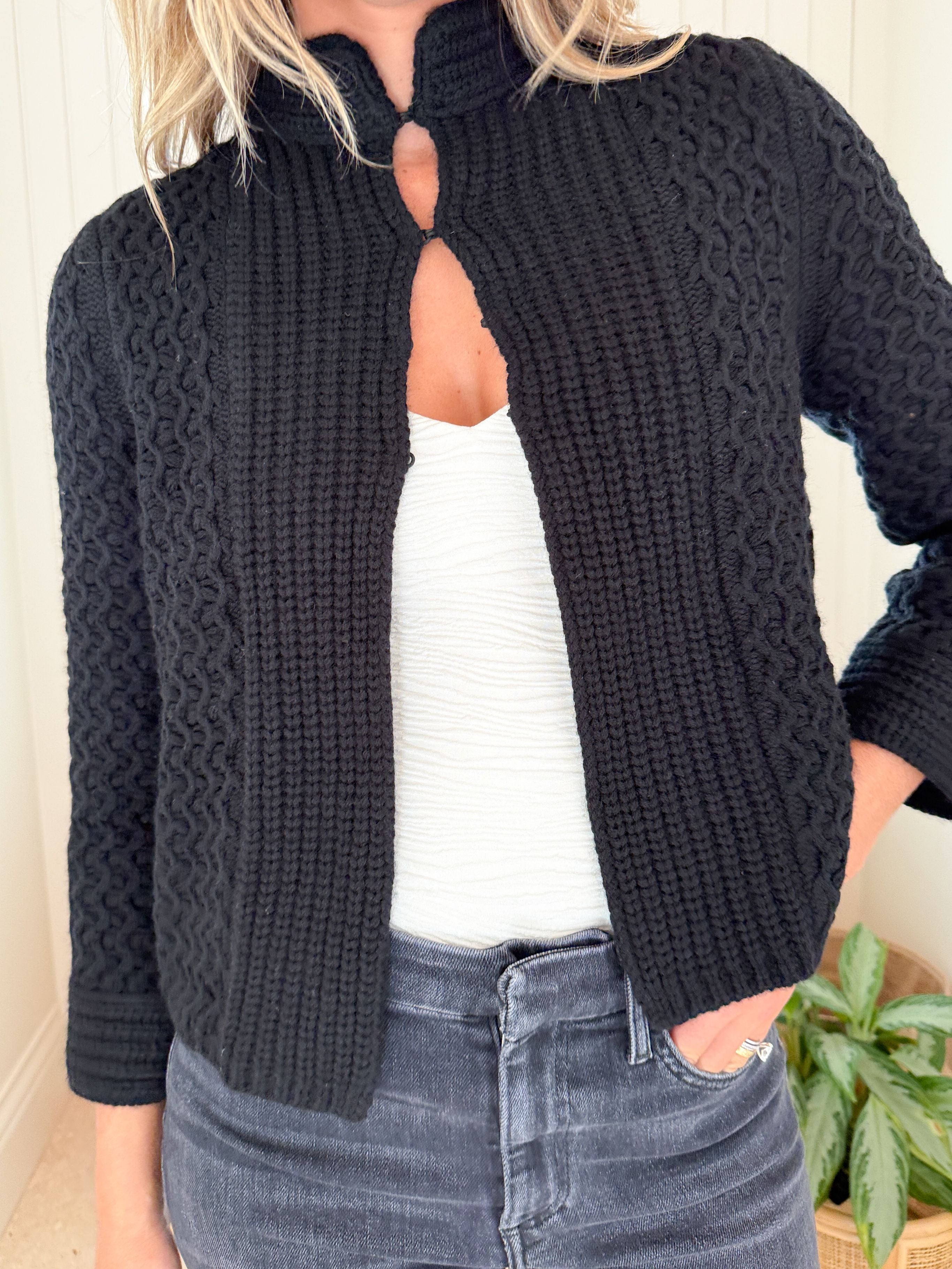JUMPER 1234 Textured Cardigan Black