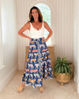 OLIPHANT Button Front Skirt Raj Navy