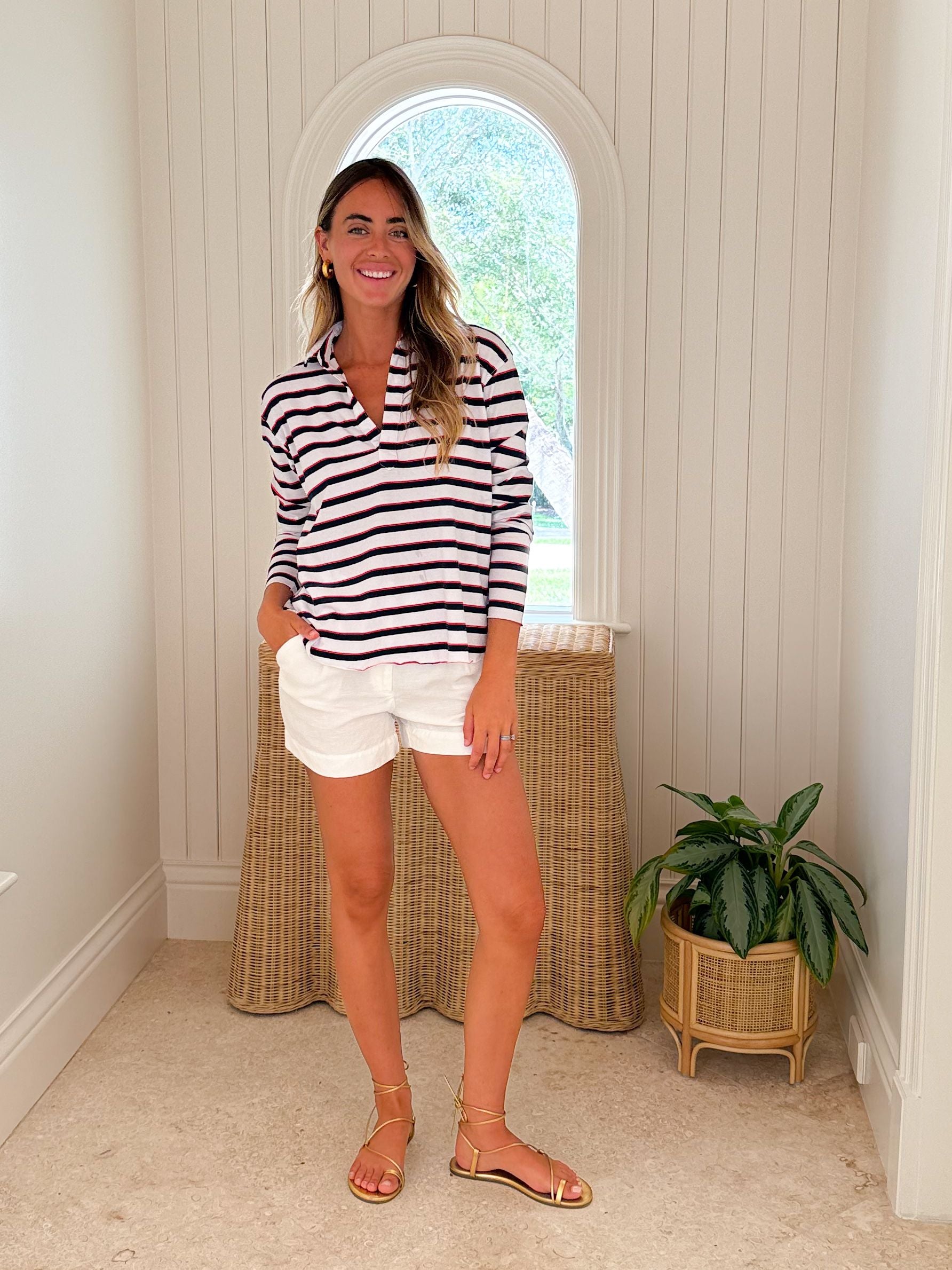FRANK & EILEEN Patrick Popover Red/Navy/White Stripe Jersey