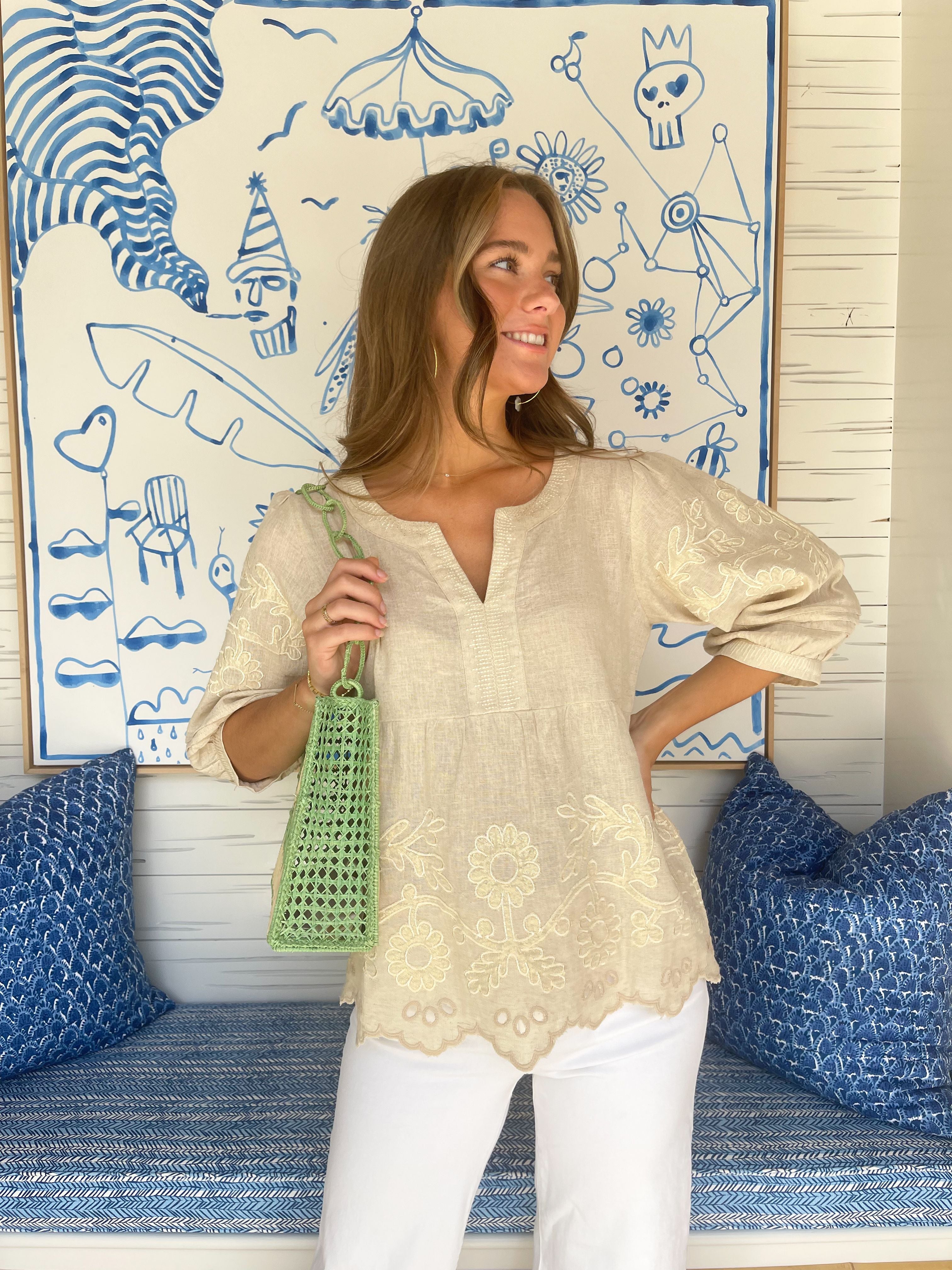 FINAL SALE ROSE AND ROSE Goldhawk Top Natural with Gold