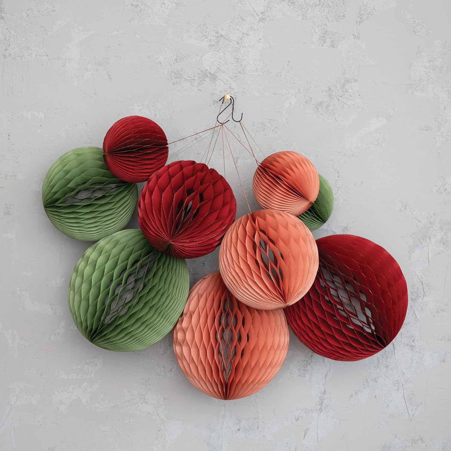 Paper Honeycomb Ornament Mint 16"-Set/3