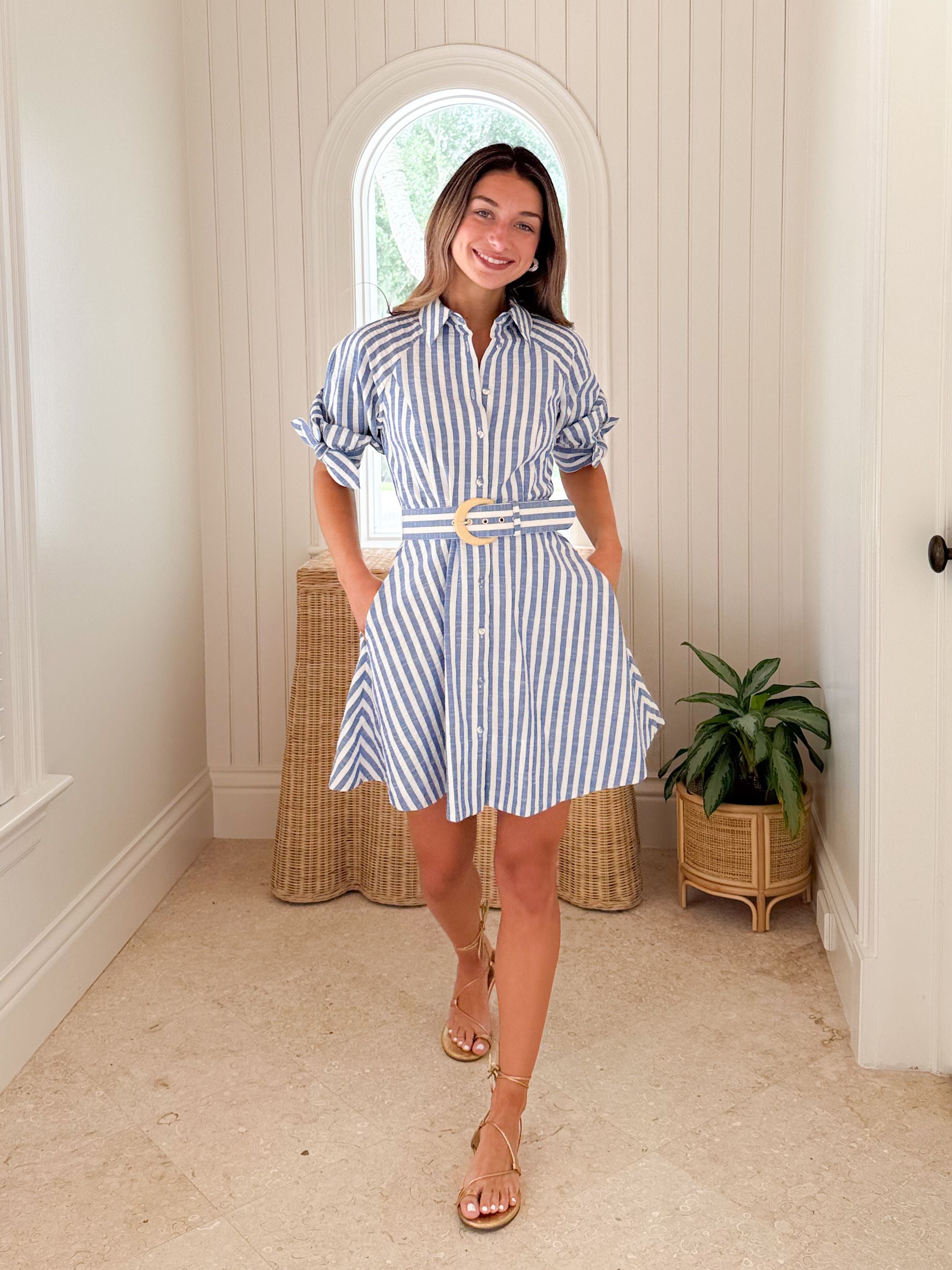 seersucker a line dress Cotton Blend Seersucker Fit-And-Flare Dress