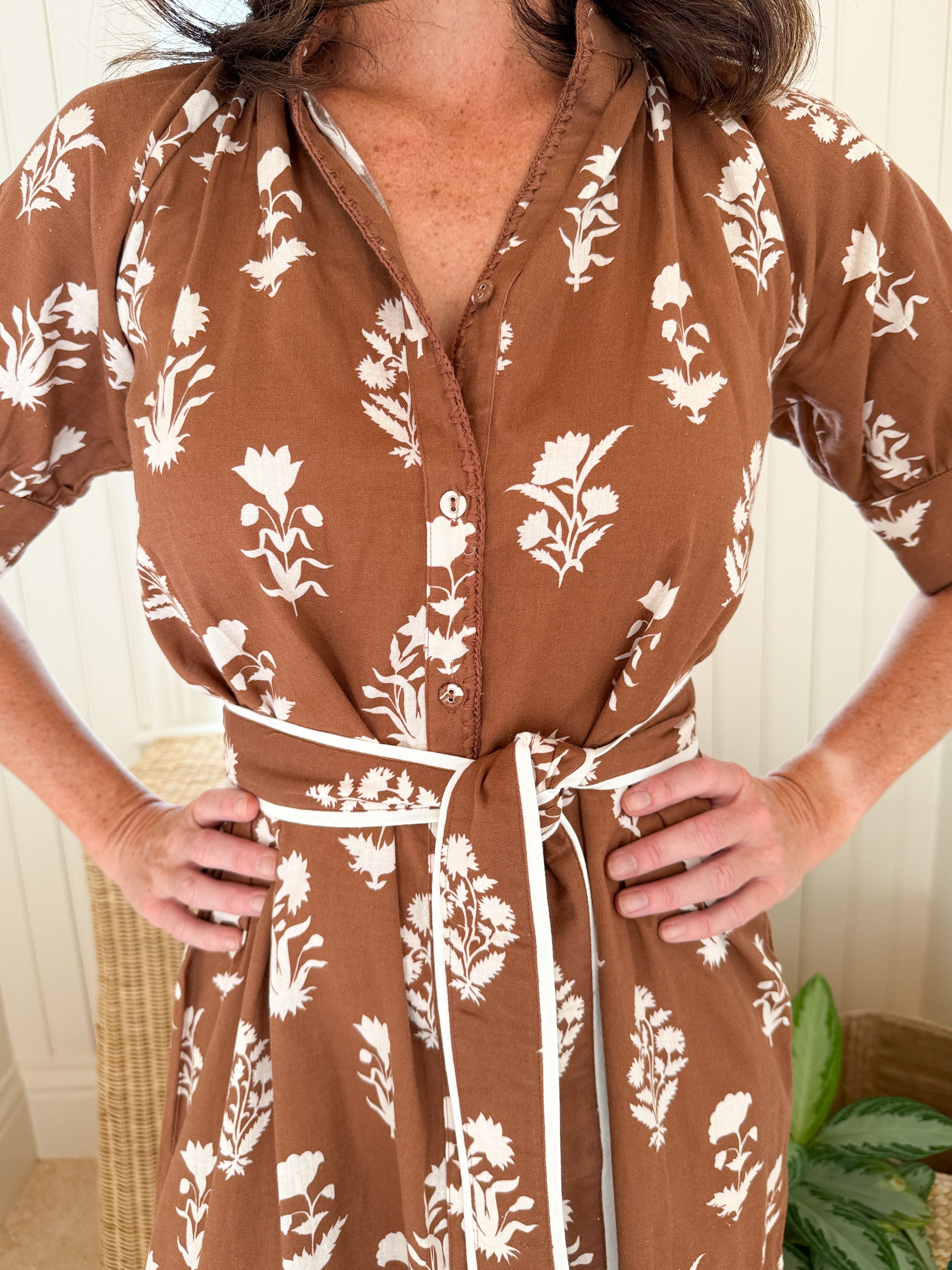 BEAU & RO Jane Dress Chocolate Flower
