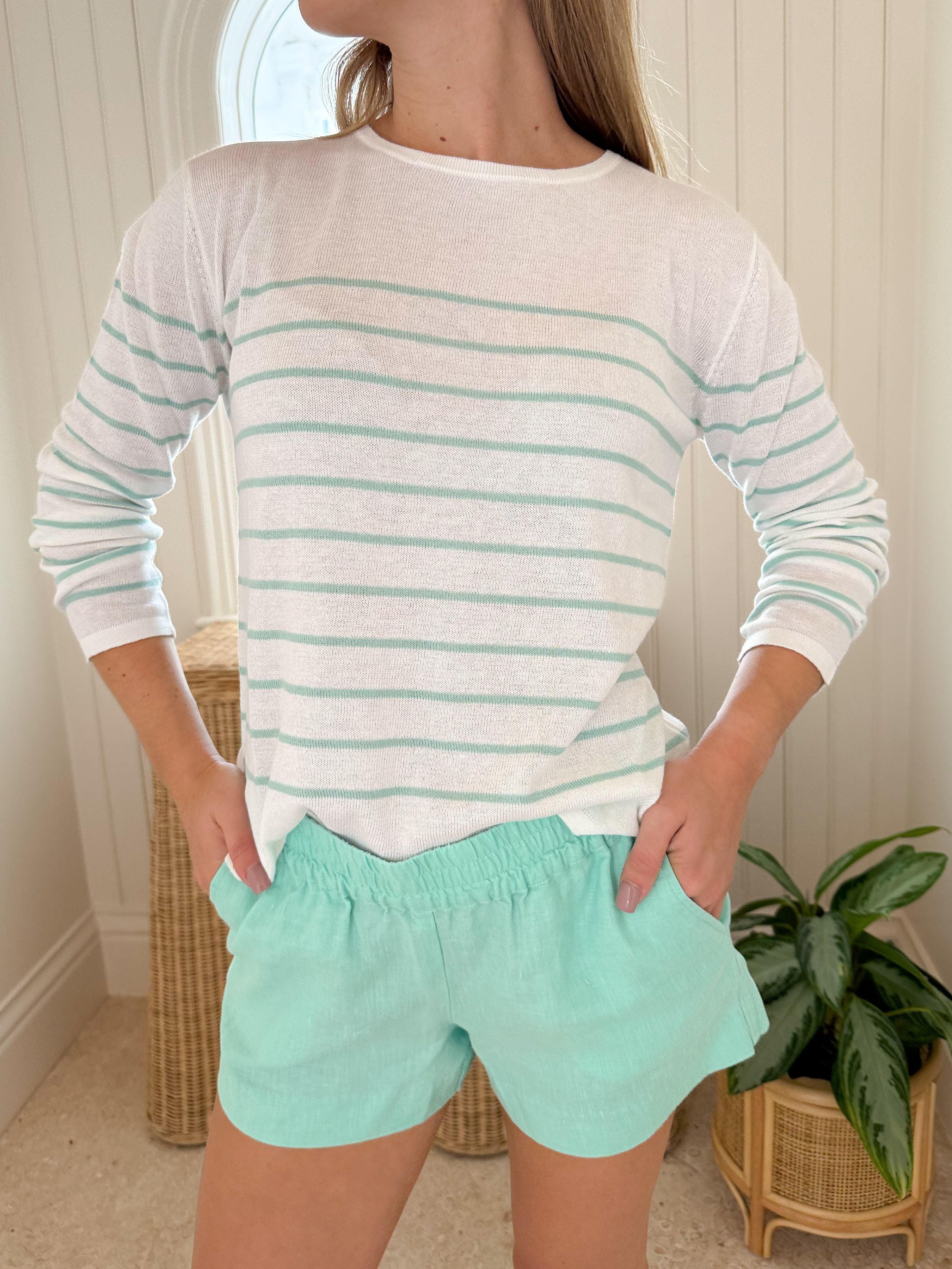 HIHO Brittany Sweater Ice Green Stripe