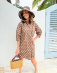 NAVY BLEU Campbell Dress Brown Leaf