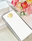White Lacquer Tray with White/Gold Foil Notepad