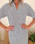 FRANK & EILEEN Emma Dress White/Navy Stripe