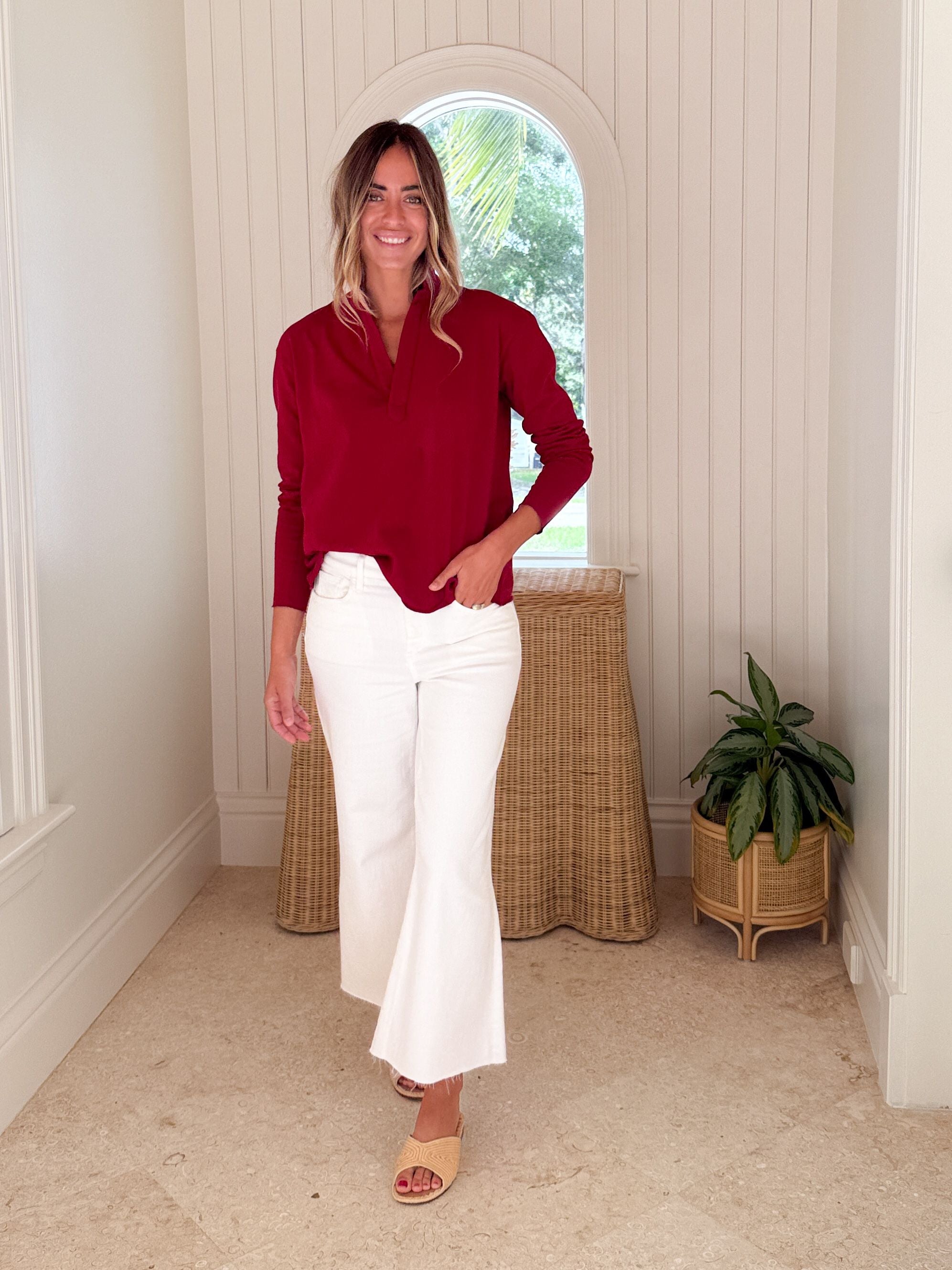 FRANK & EILEEN Patrick Popover Garnet Jersey