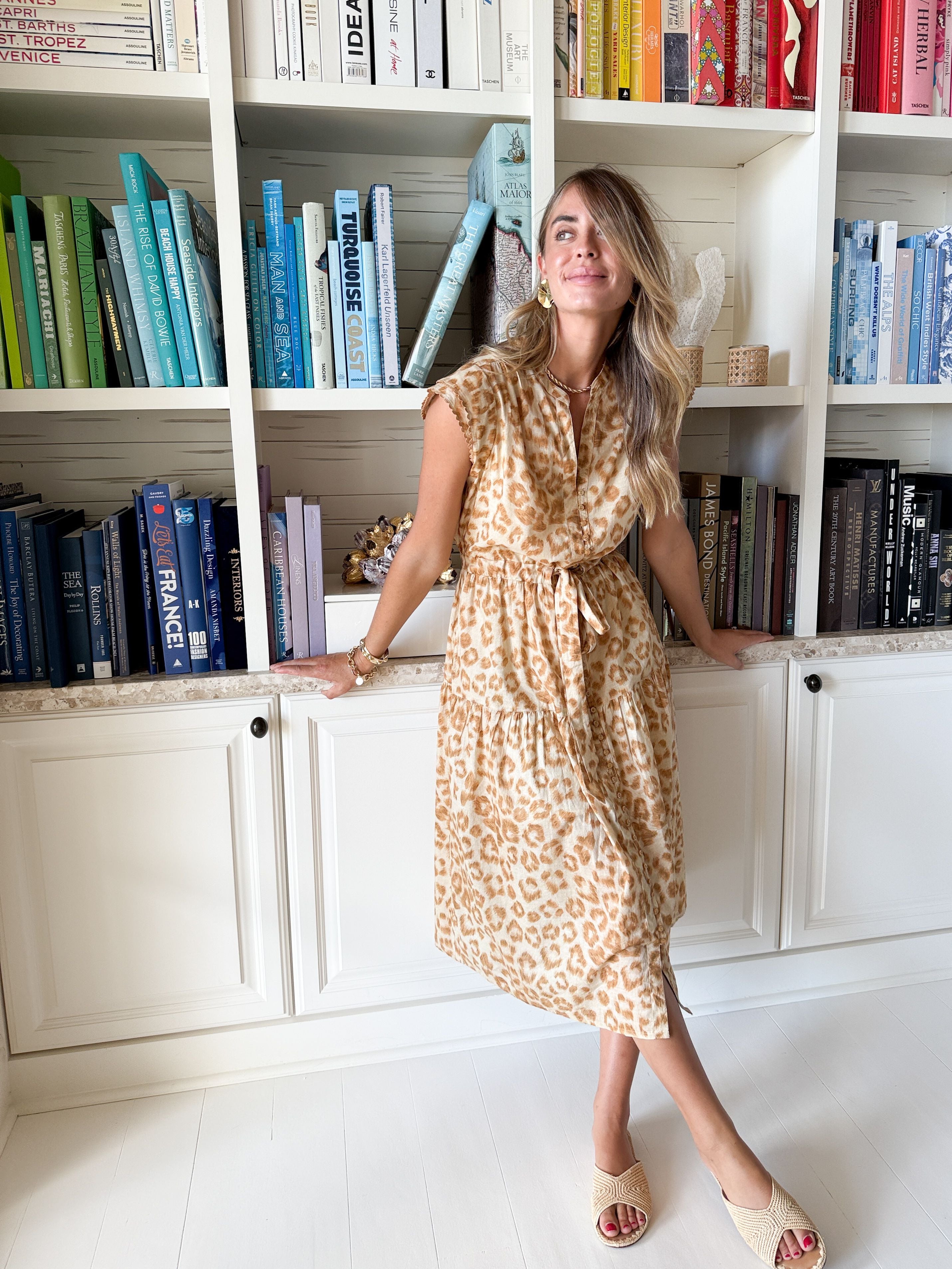 LOLA AUSTRALIA Daisy Boo Midi Dress Leopard Natural