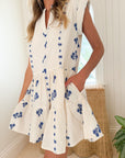 OLIPHANT Roll Sleeve Dress Wicklow Blue