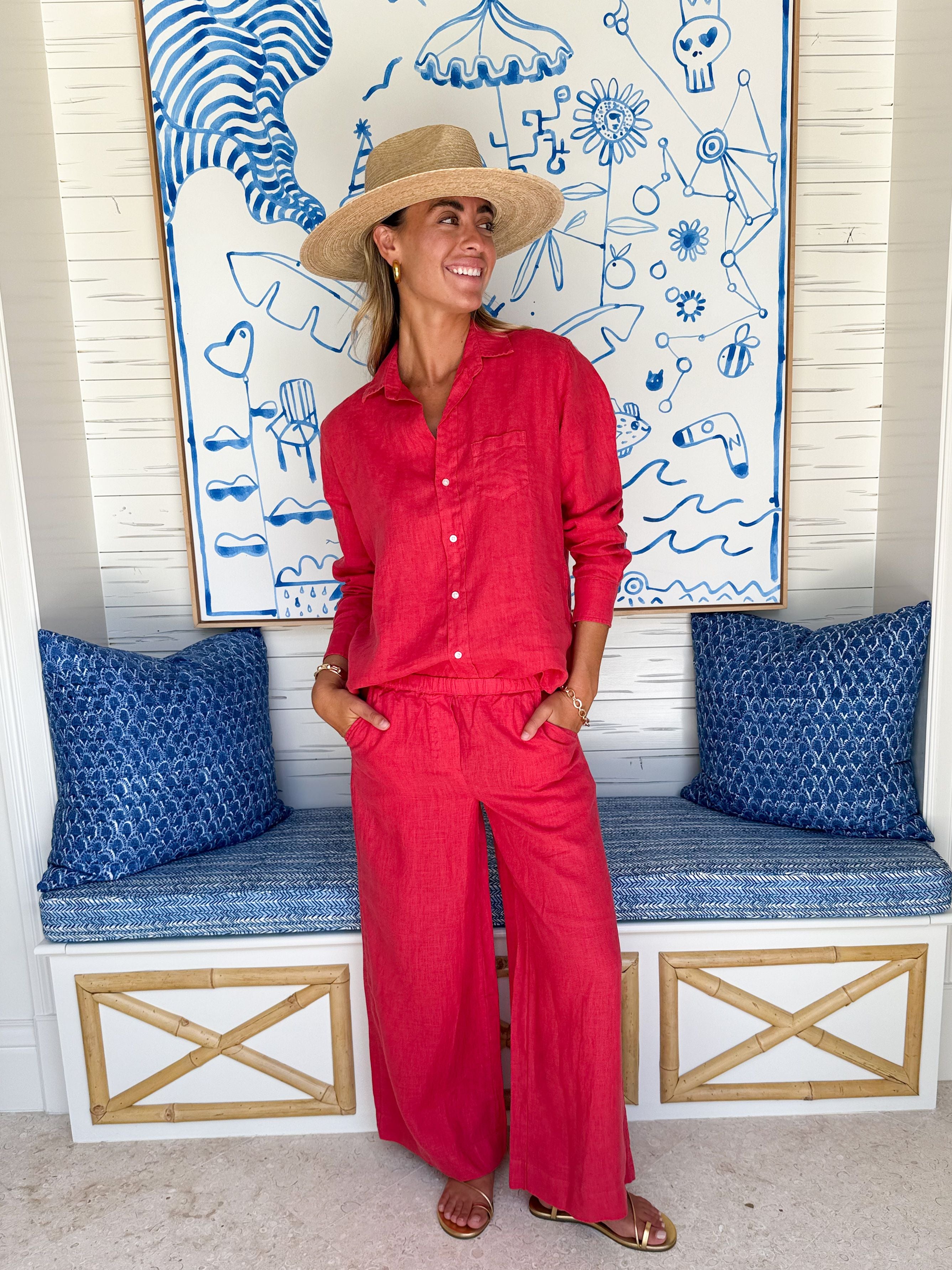 FRANK & EILEEN Maisie Pant Summer Red
