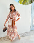 BEAU & RO Eloise Dress Brown Ikat