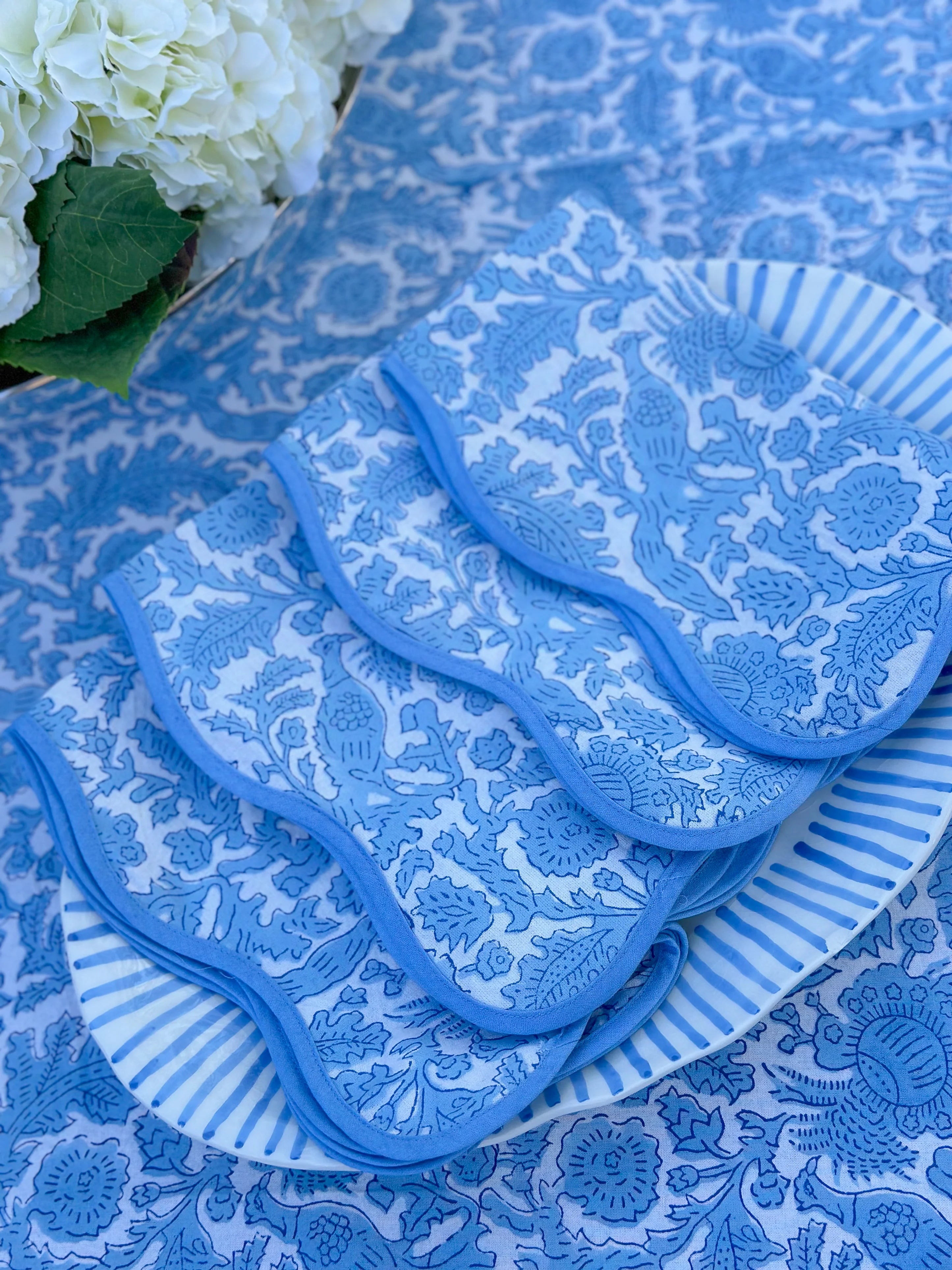 Light Blue Bird Napkins-Set/4