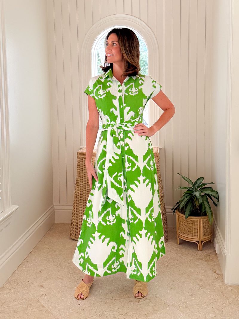 FITZROY & WILLA Savannah Dress Sullivan Green Big Ikat – Matilda's