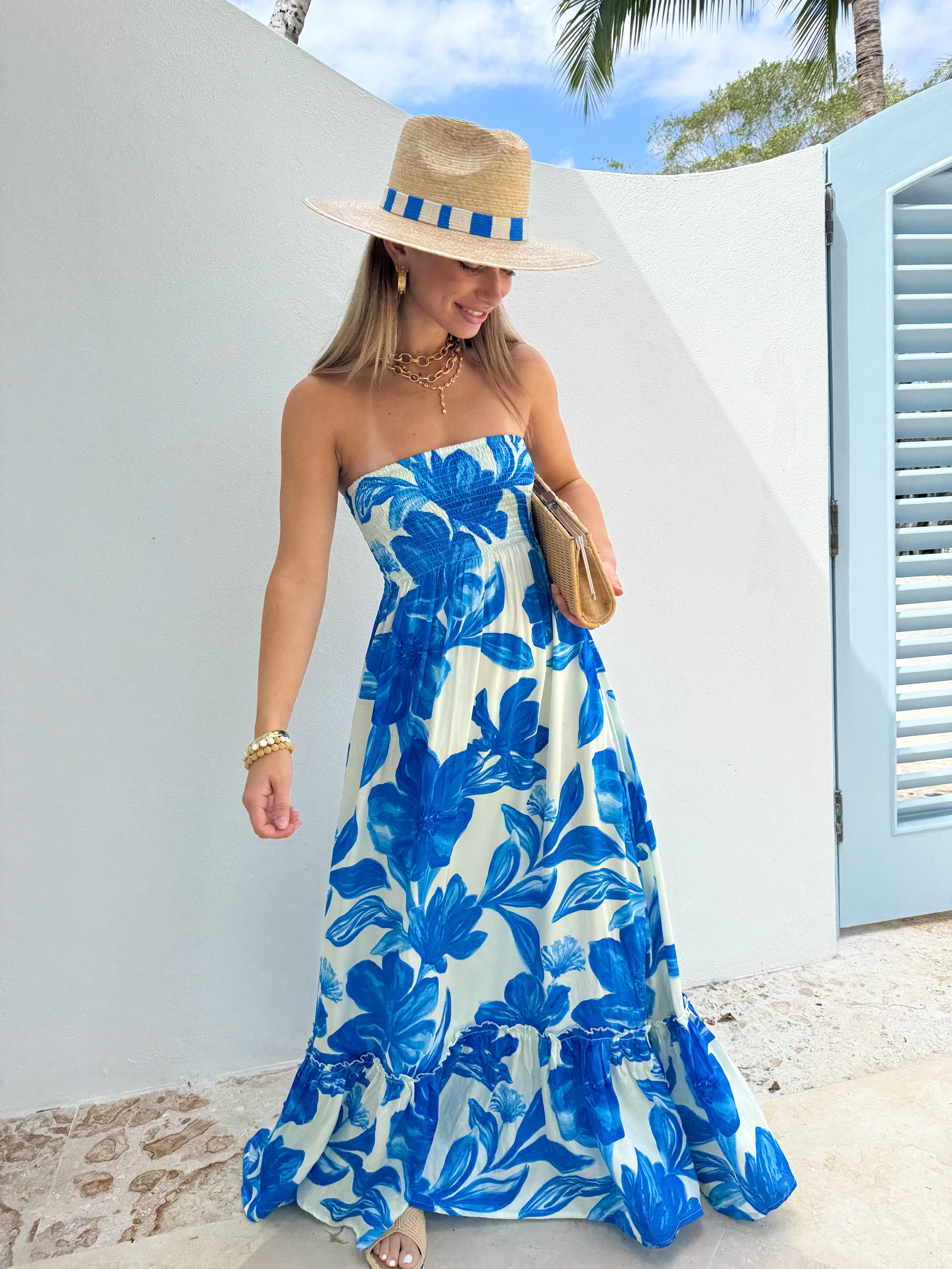 WALKER & WADE Lissy Dress Cobalt Watercolor