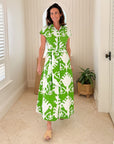 FITZROY & WILLA Savannah Dress Sullivan Green Big Ikat