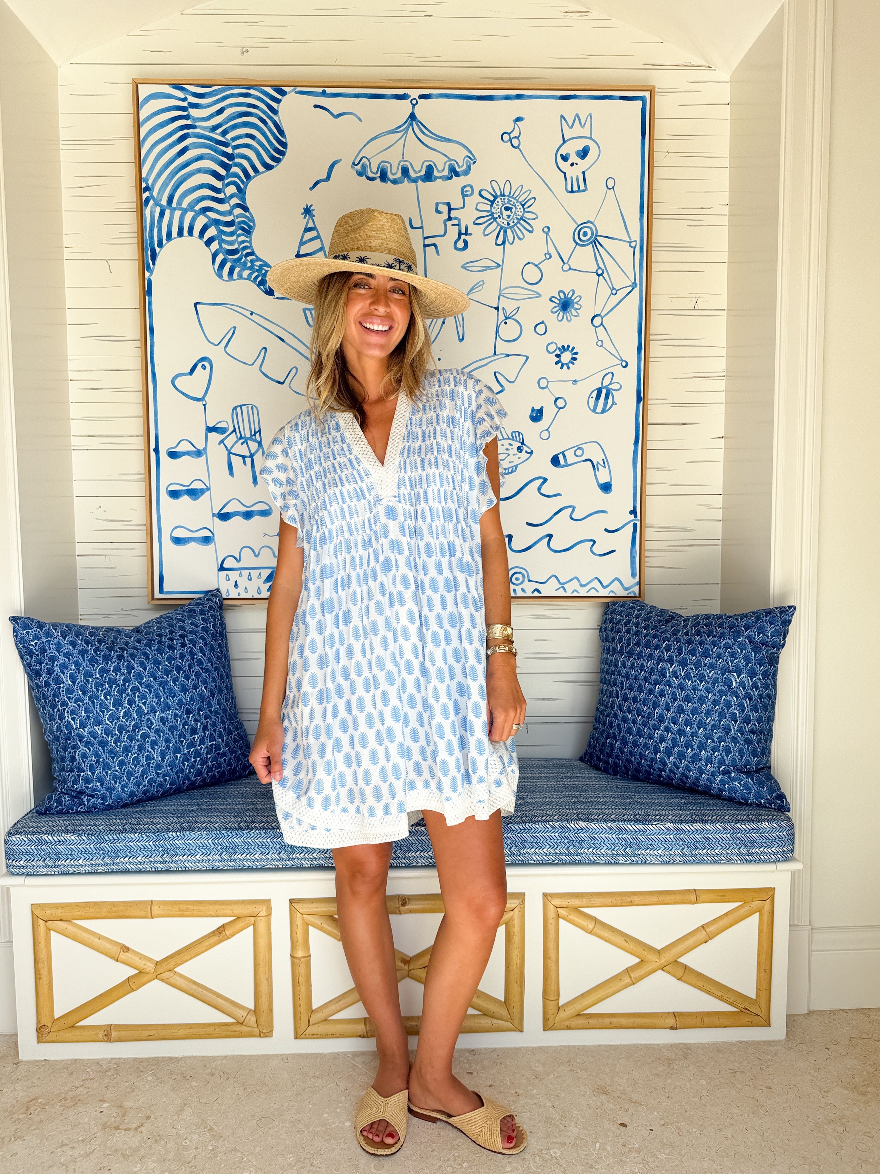 NAVYBLEU Eden Dress Leaf Blue