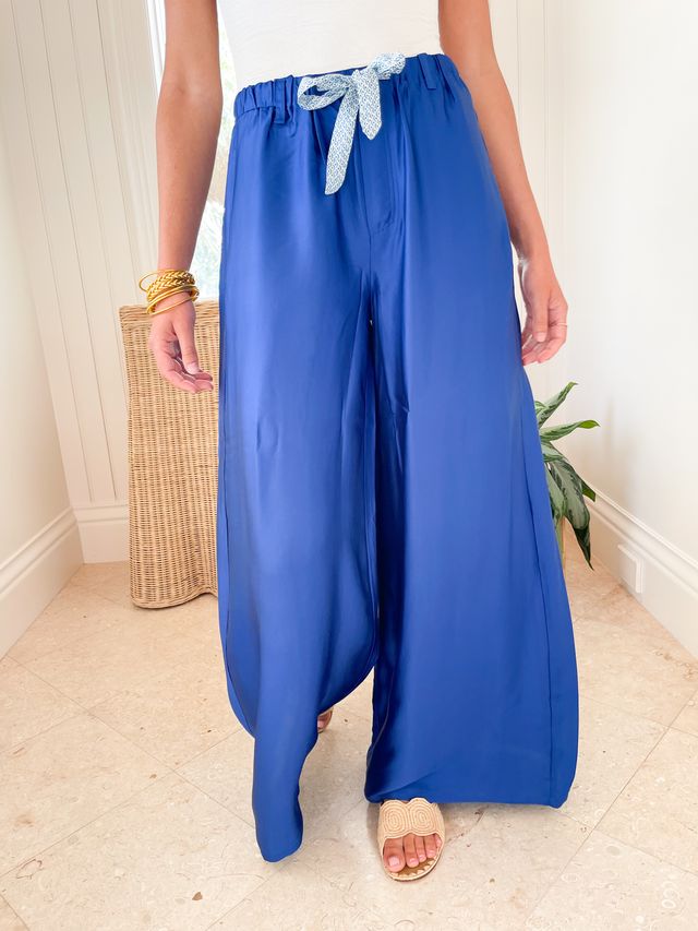 【Anyone more】Rising black blue strap wide pants BOOSTER STRAP PANT INDIGO DENIM – trashandvaudeville