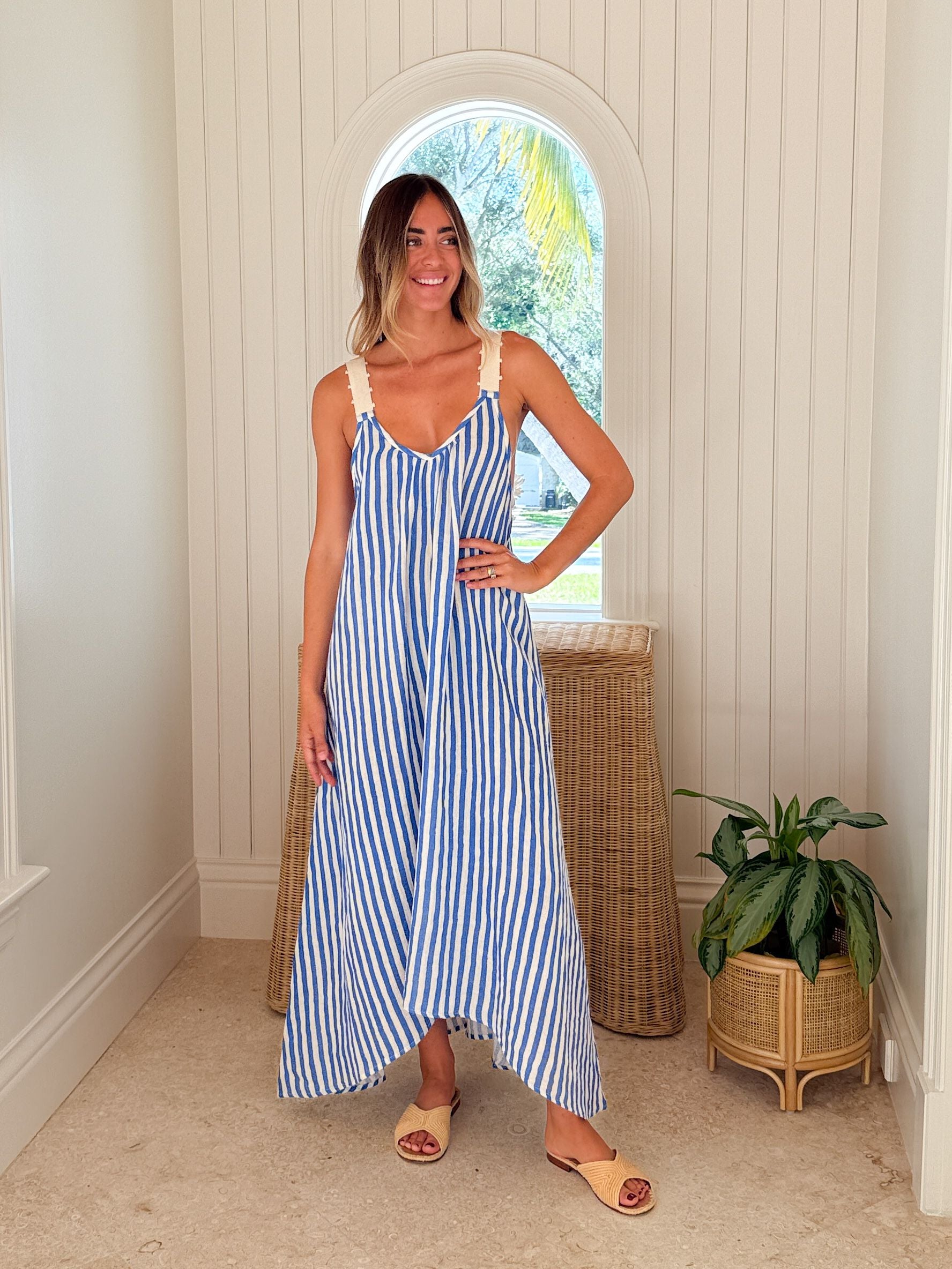maxi blue and white striped dress Make The Time Blue Striped Maxi Dress Visseroun