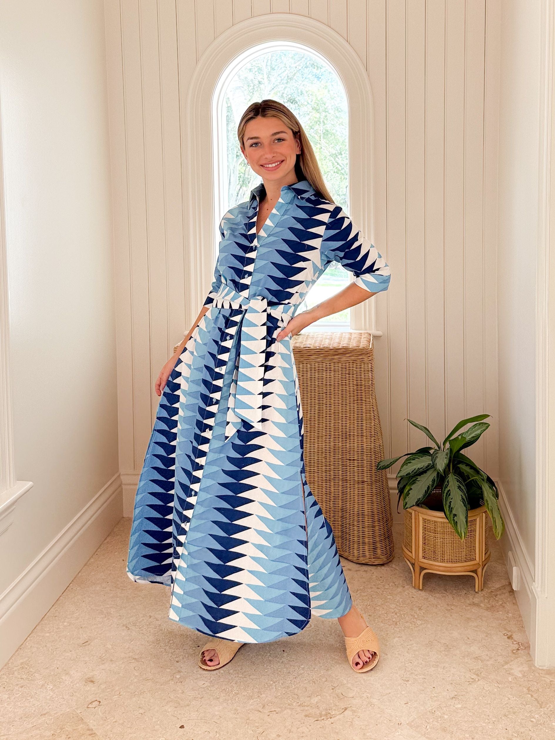BEAU & RO Eloise Dress Ocean Bagru Triangle