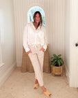 FRANK & EILEEN Penny Patch Pocket Pant White/Camel Stripe