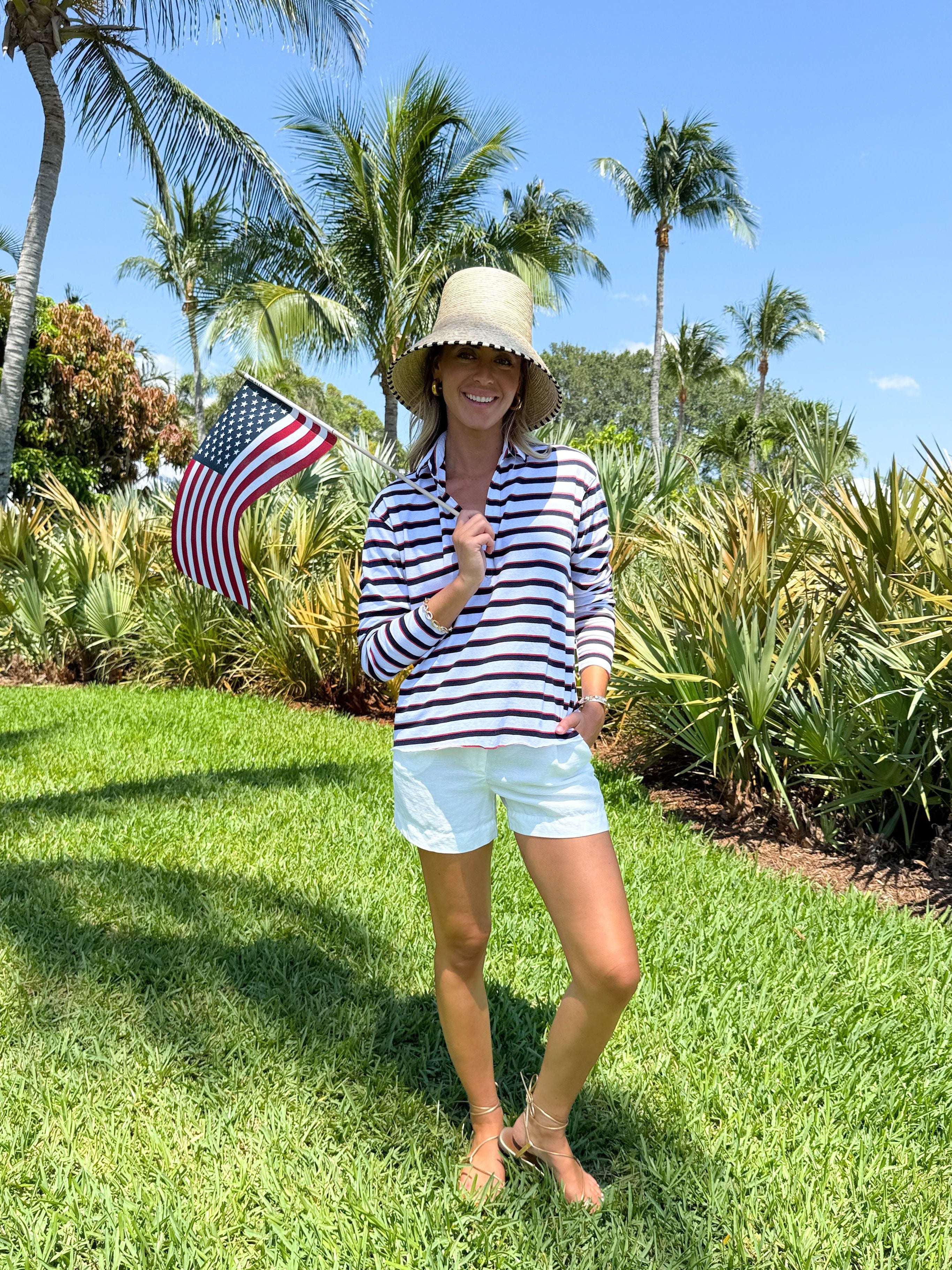 FRANK & EILEEN Patrick Popover Red/Navy/White Stripe Jersey
