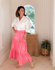 OLIPHANT Button Front Skirt Raton Pink