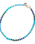 JANE WIN Blue Ombre Carved Stone Beaded Necklace